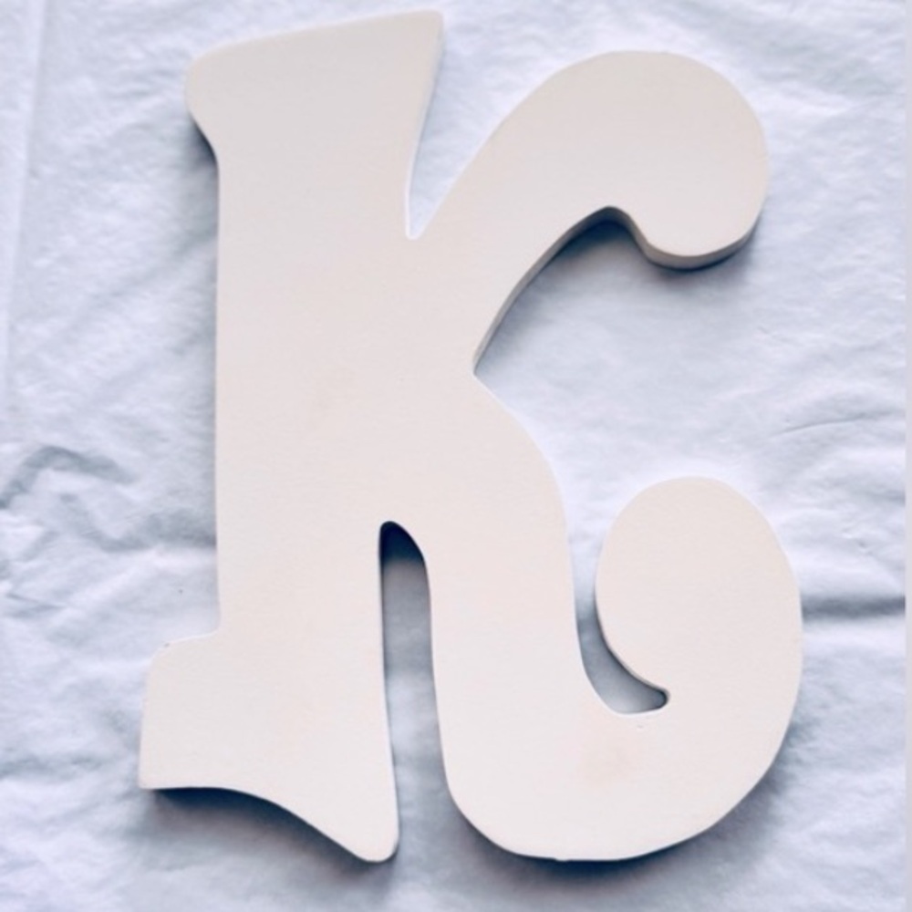 “K” Painted White Wooden Monogram Wall Hanging Initial Letter Rustic Farmhouse